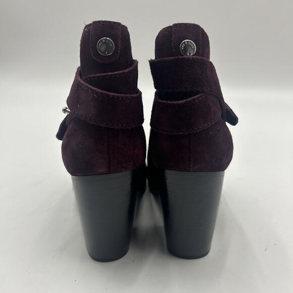 Rag & Bone Harrow Leather Booties In PURPLE Suede Size EU 38 US Size 8 - Picture 4 of 10